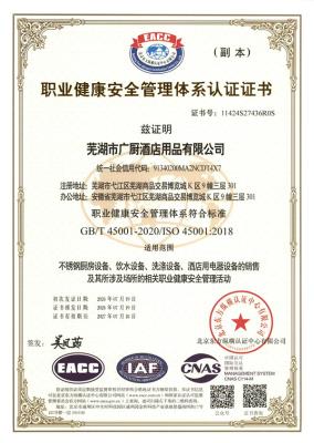 職業(yè)健康安全管理體系認證書