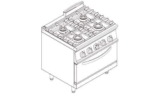 燃氣四頭煲仔爐連焗爐